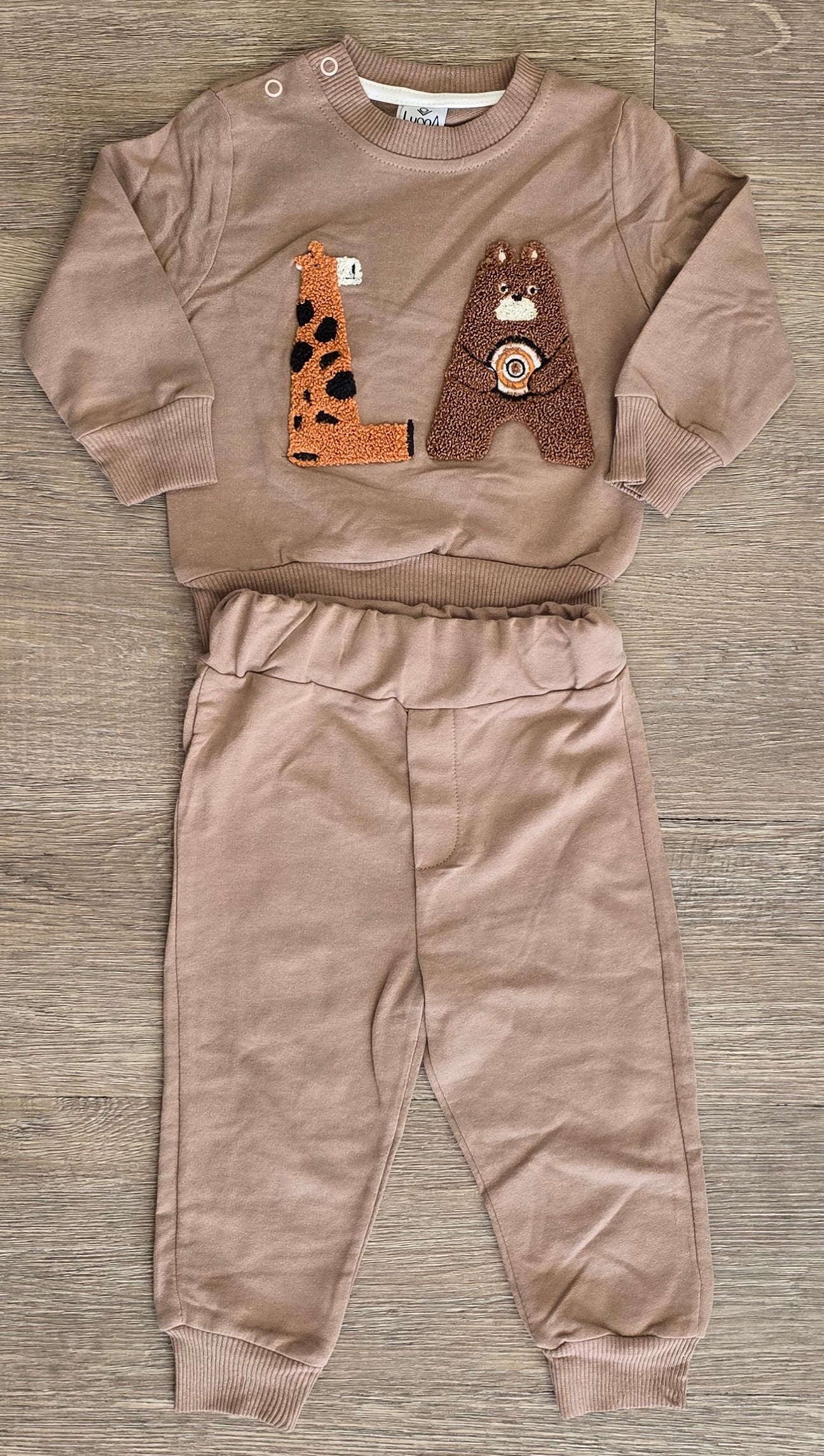 Ensemble bébé garçon 2 pièces LA ours girafe taille de 6 à 18 mois 100 % coton ref 1007 ALL FOR KIDS