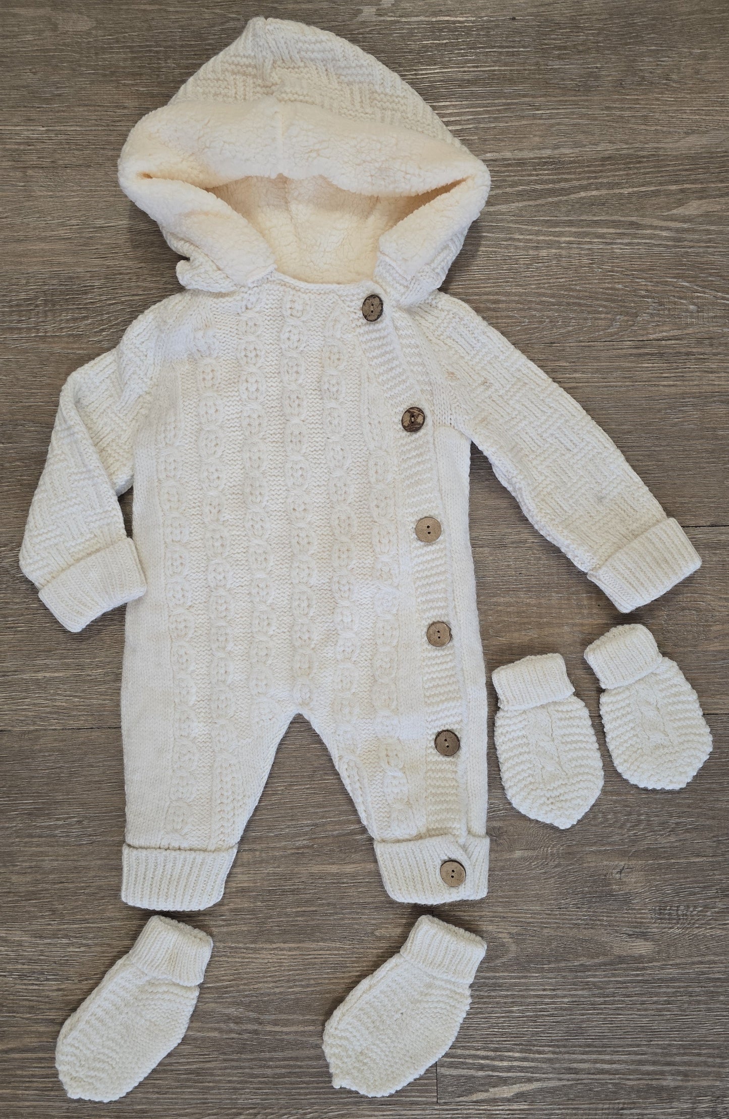 Combinaison Unisexe bébé hiver avec capuche moufles et chaussettes 100% laine et coton ref 715 ALL FOR KIDS