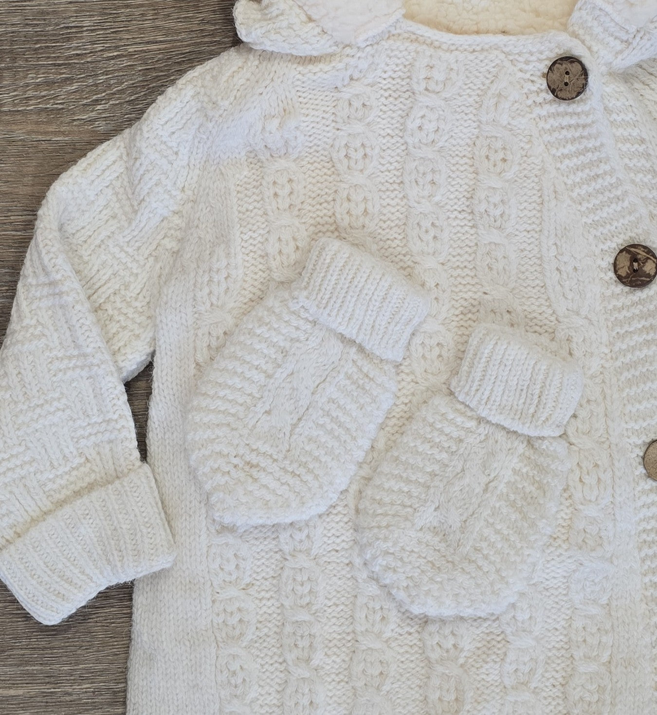 Combinaison Unisexe bébé hiver avec capuche moufles et chaussettes 100% laine et coton ref 715 ALL FOR KIDS