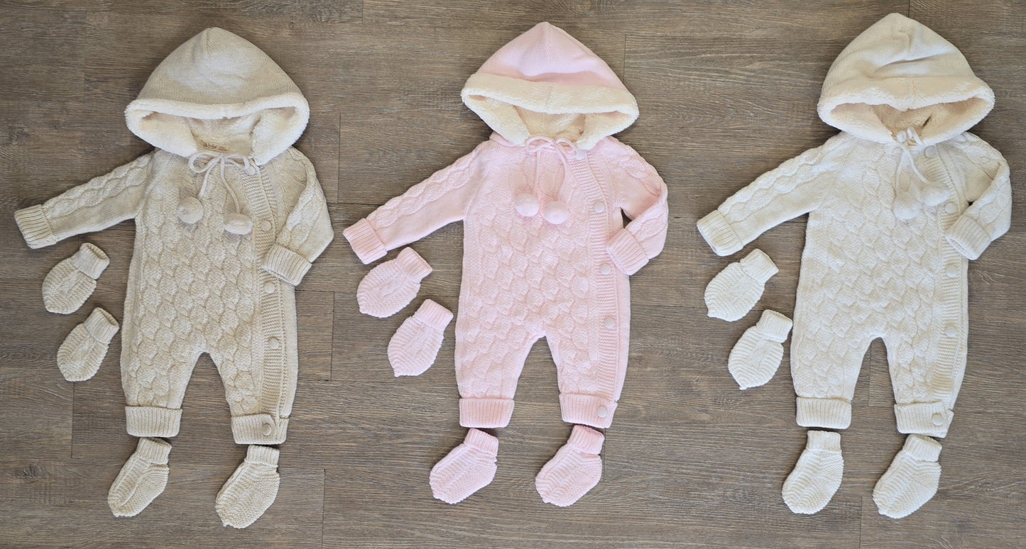 Combinaison Unisexe bébé hiver avec capuche moufles et chaussettes 100% laine et coton ref 703 ALL FOR KIDS