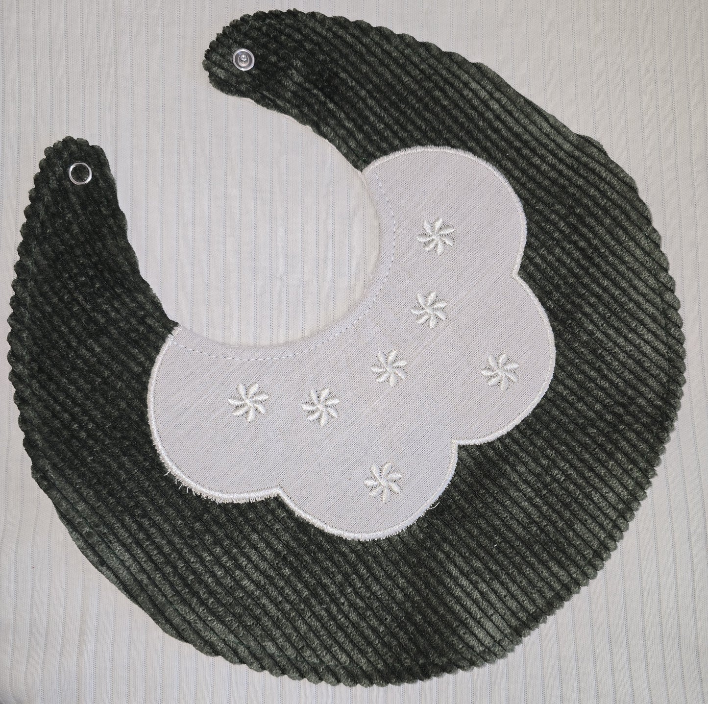 Bavoir bébé, lot de 2 en coton côtelé beige et kaki ref 040 ALL FOR KIDS