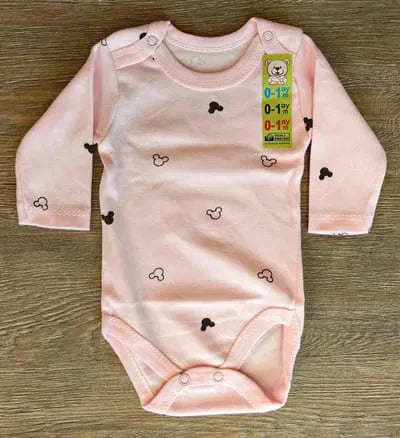 Body bébé coton mickey à manches longues taille de 0 à 9 mois ref 7082 ALL FOR KIDS