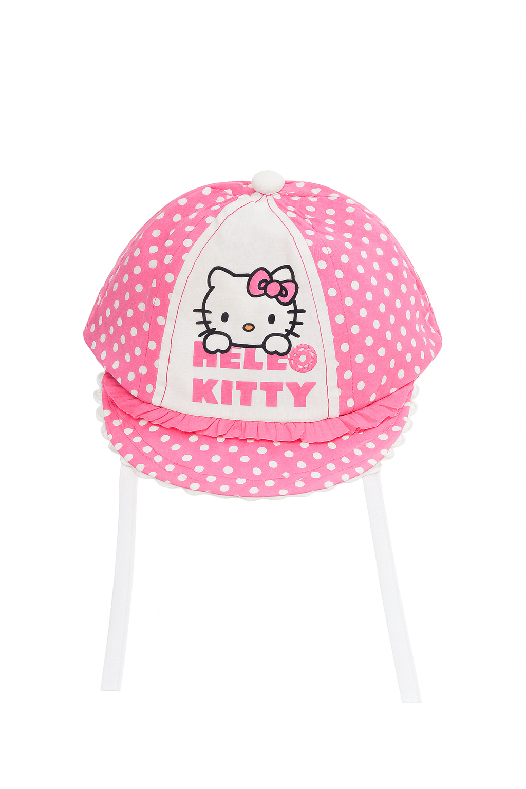 Casquette bébé fille Hello Kitty rose à pois 100 % coton taille 46/48 cm