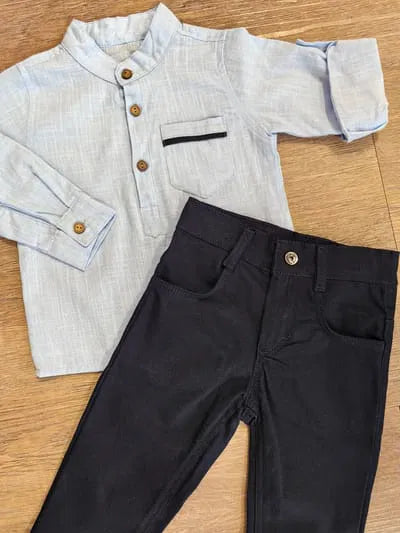 Ensemble garçon chemise col mao et pantalon taille de 1 à 4 ans ref 2692 ALL FOR KIDS