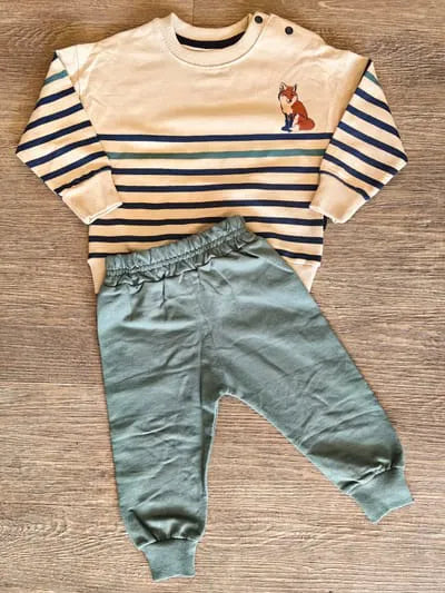 Détails ensemble bébé garçon ourson 3 pièces 100 % coton All for Kids
