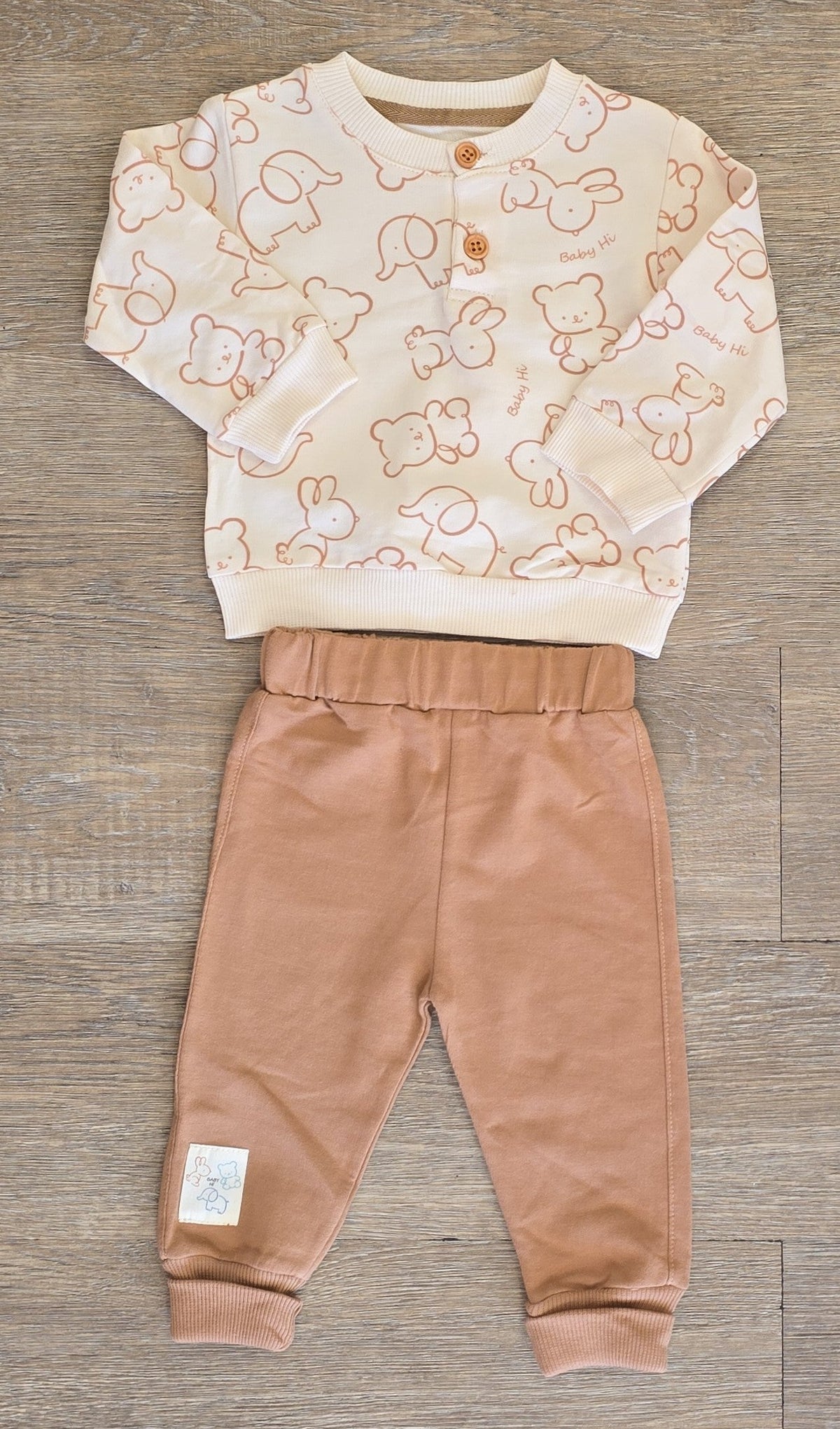 Ensemble Baby Hi bébé garçon avec pantalon camel 100 % coton