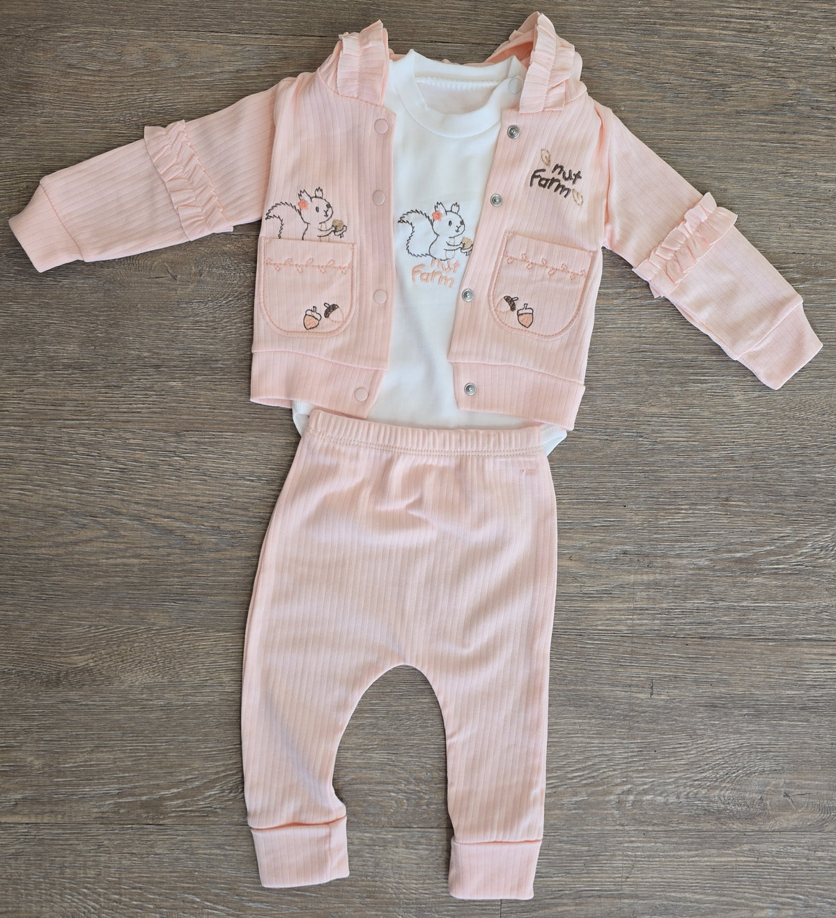 Ensemble bébé fille 3 pièces coton rose
