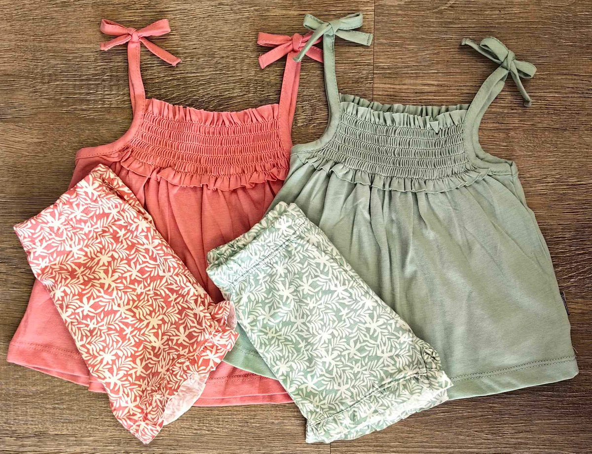 Tenue été bébé fille débardeur et short 100 % coton