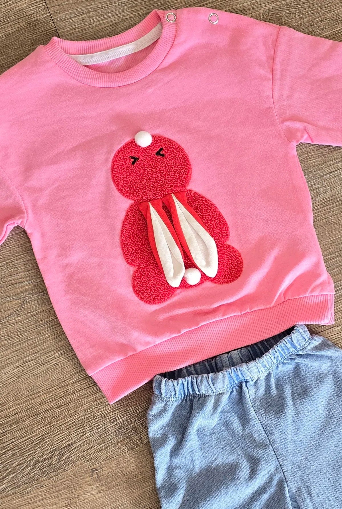 Ensemble bébé fille 2 pièces rose et bleu avec motif lapin - All for Kids