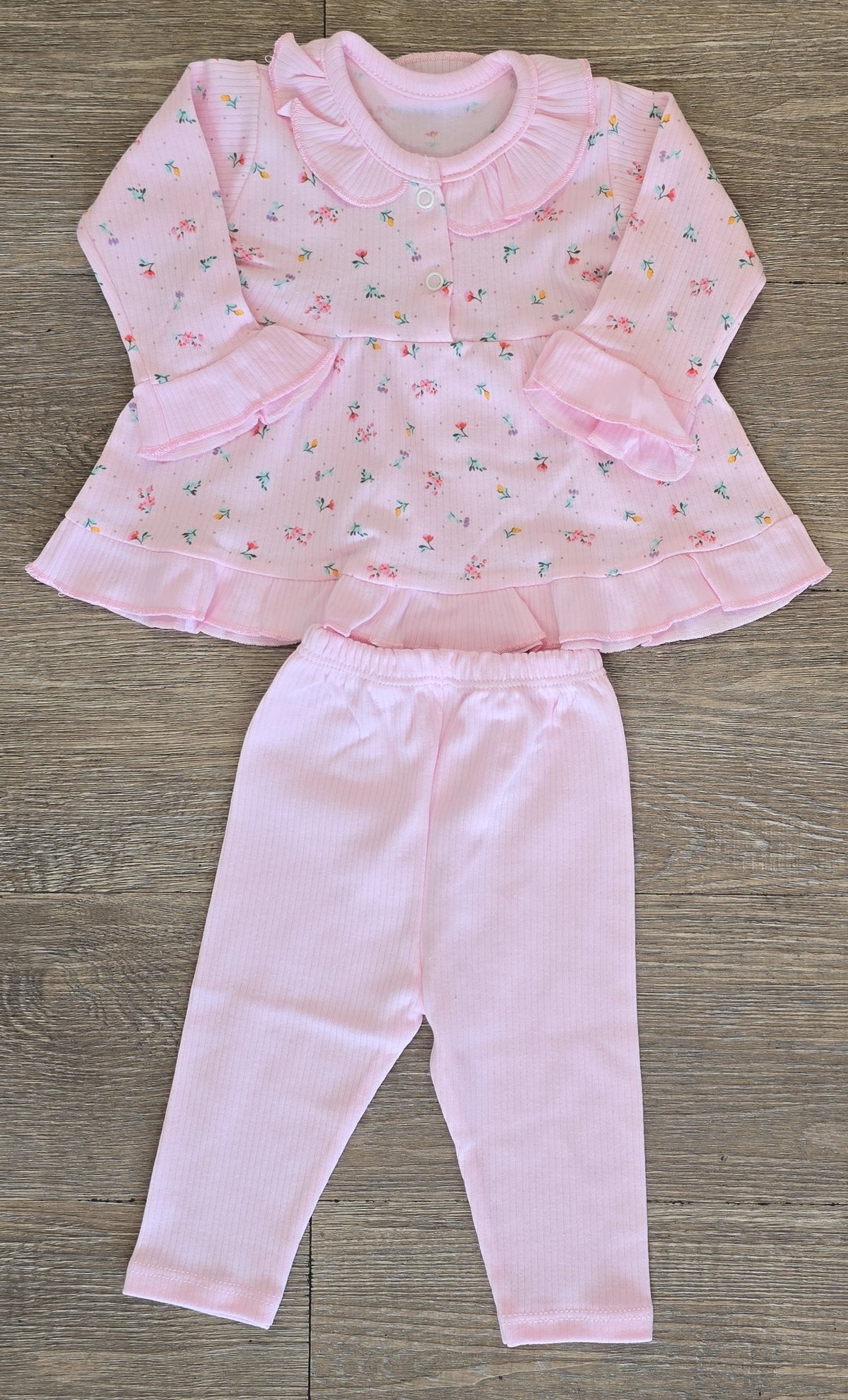 Ensemble naissance bébé fille fleuri 100 % coton