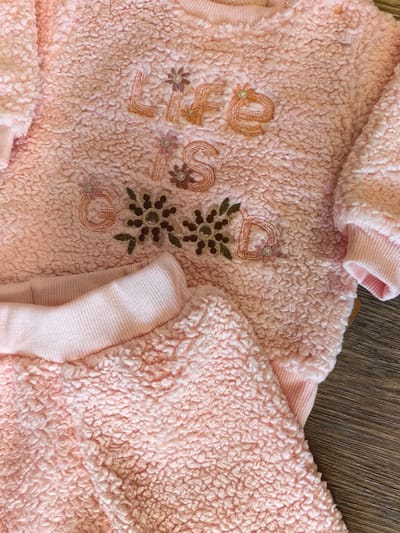 Ensemble bébé fille fourré rose dernière taille 9 mois Hiver chaud et doux ref 2331 ALL FOR KIDS