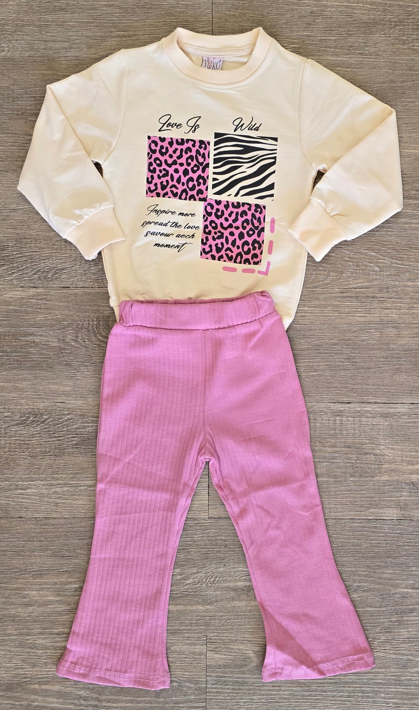Ensemble fille Pull imprimé & legging rose ou violet taille de 2 à 5 ans ref 10046 ALL FOR KIDS