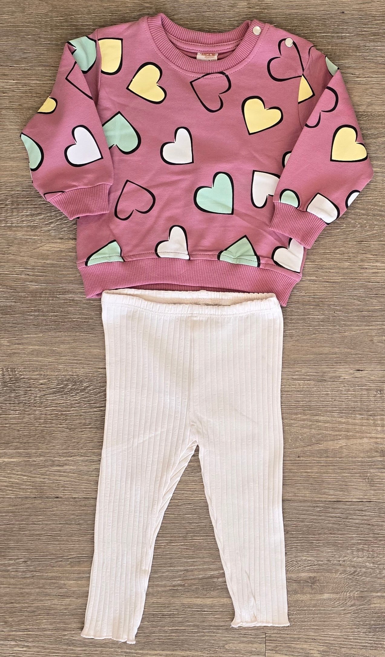 Ensemble bébé fille cœur coton doux et confortable taille de 9 à 24 mois ref 25333 ALL FOR KIDS