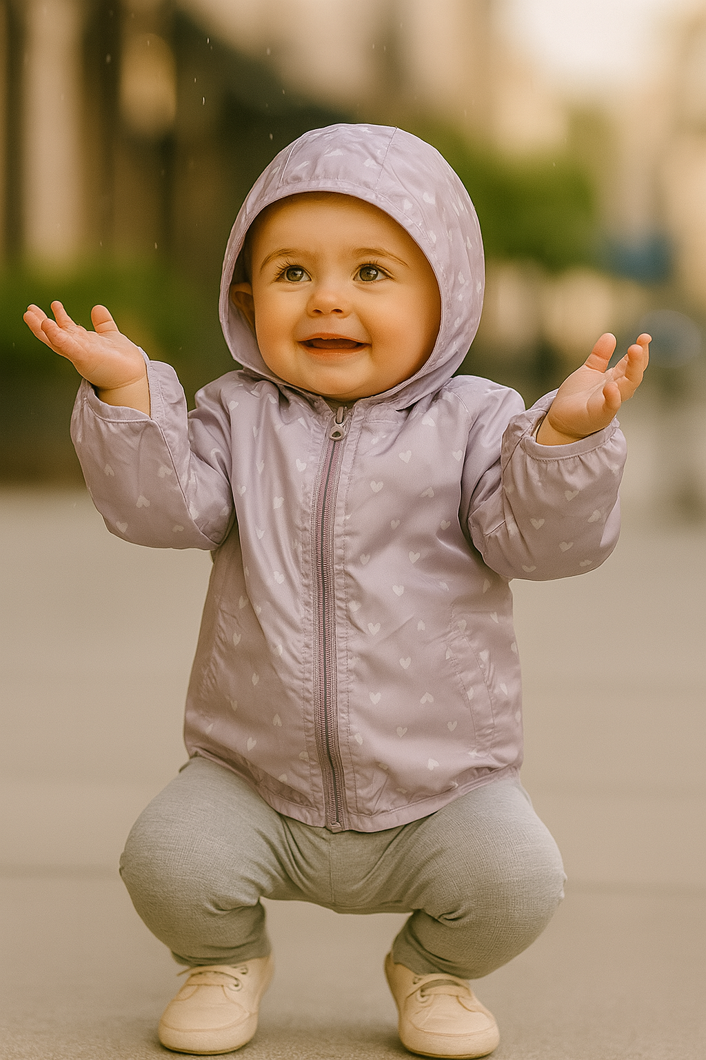 Imperméable fille lila à cœurs doublé coton taille de 1 à 4 ans ref 22993 ALL FOR KIDS