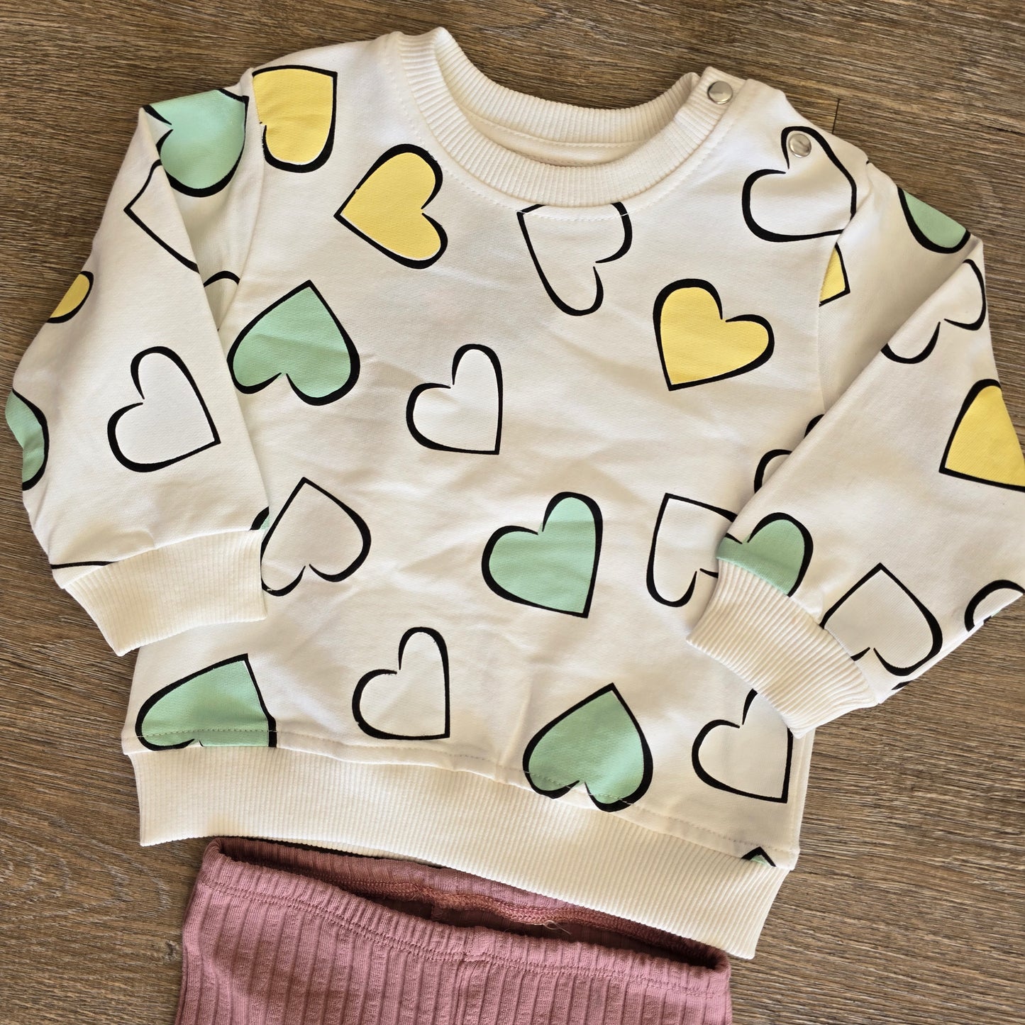 Ensemble bébé fille cœur coton doux et confortable taille de 9 à 24 mois ref 25333 ALL FOR KIDS