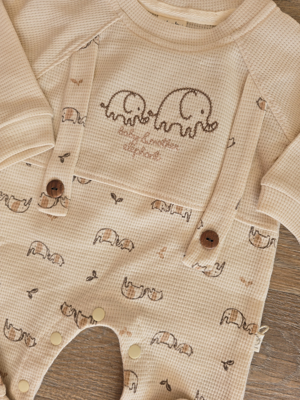Pyjama bébé garçon effet salopette éléphants 100 % coton, vue 3
