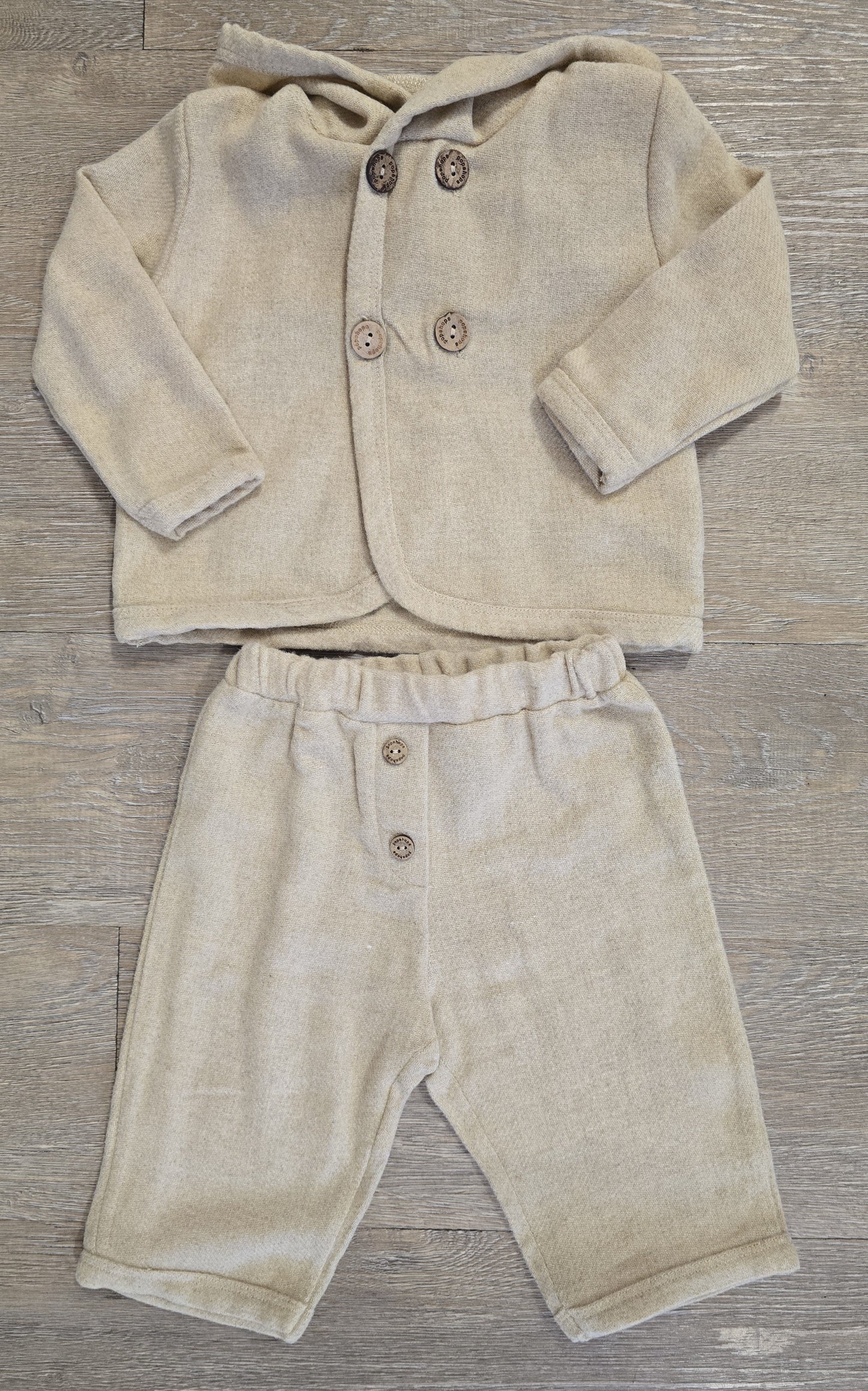 Ensemble hiver bébé garçon beige taille de 6 à 18 mois 100% coton ref 906 ALL FOR KIDS