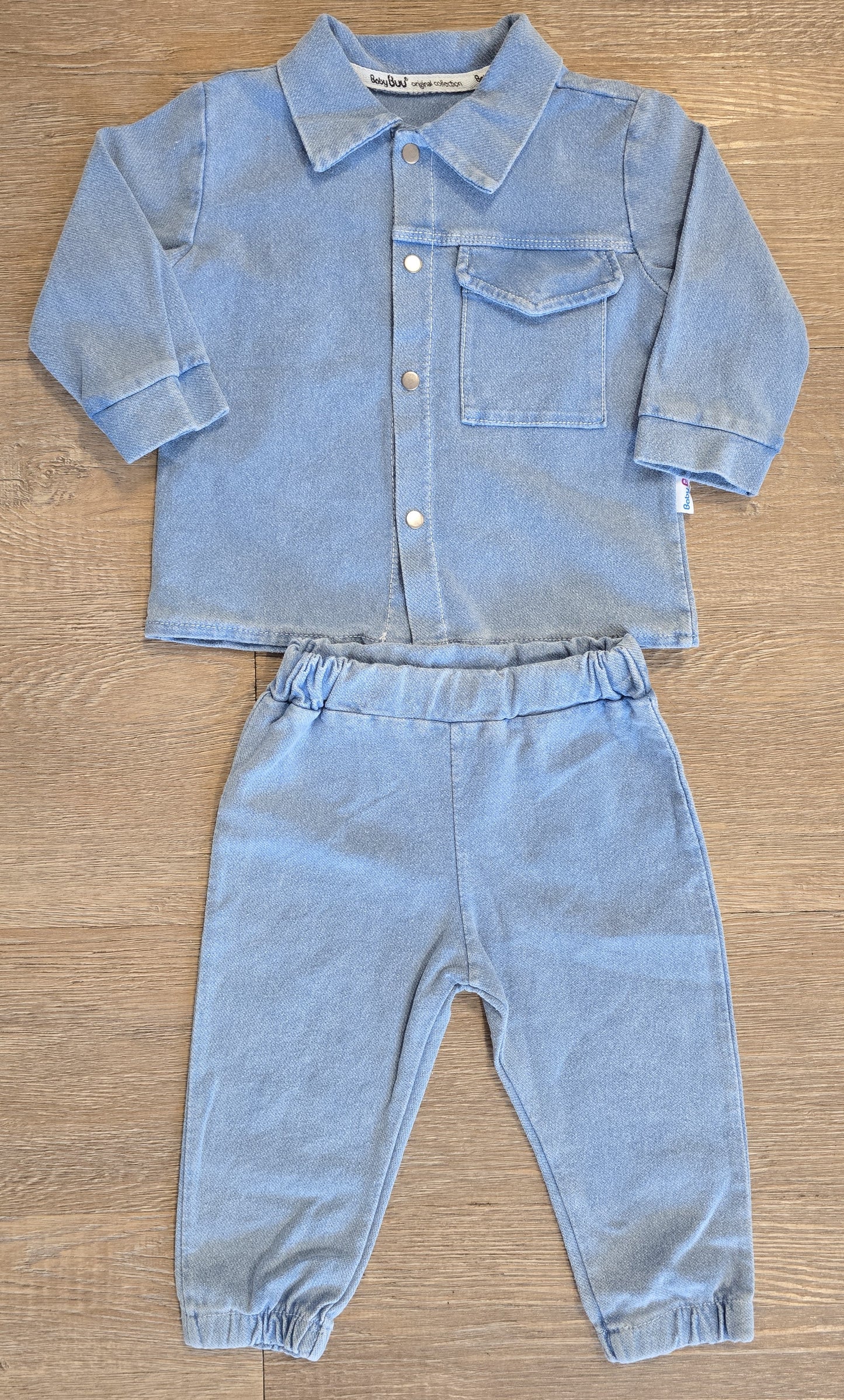 Ensemble bébé garçon effet jean coton taille de 6 à 18 mois ref 0259 ALL FOR KIDS