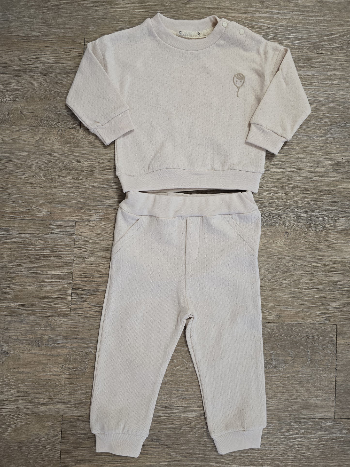 Ensemble bébé garçon 2 pièces écru 100% coton taille de 3 à 12 mois ref 2024