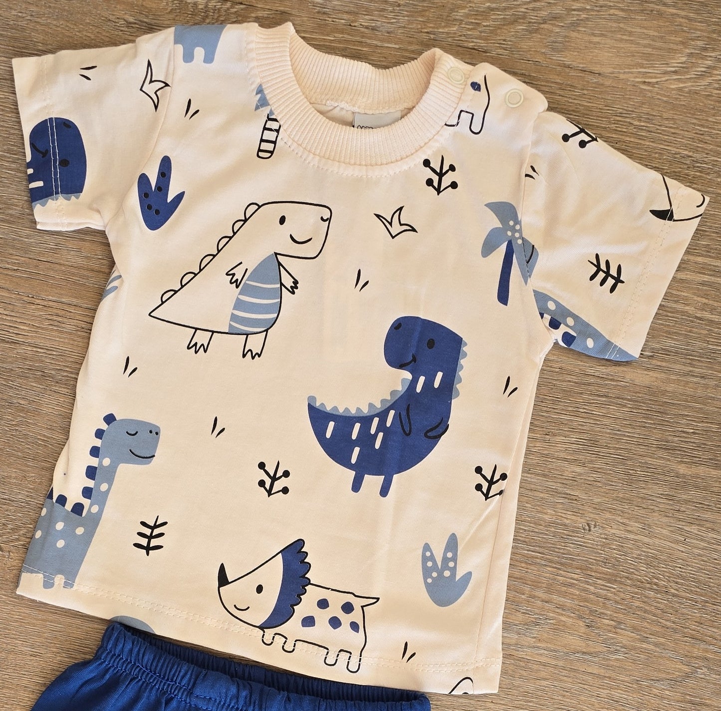 Ensemble bébé dinosaure t-shirt short taille de 9 à 18 mois 100% coton ref 5216 ALL FOR KIDS