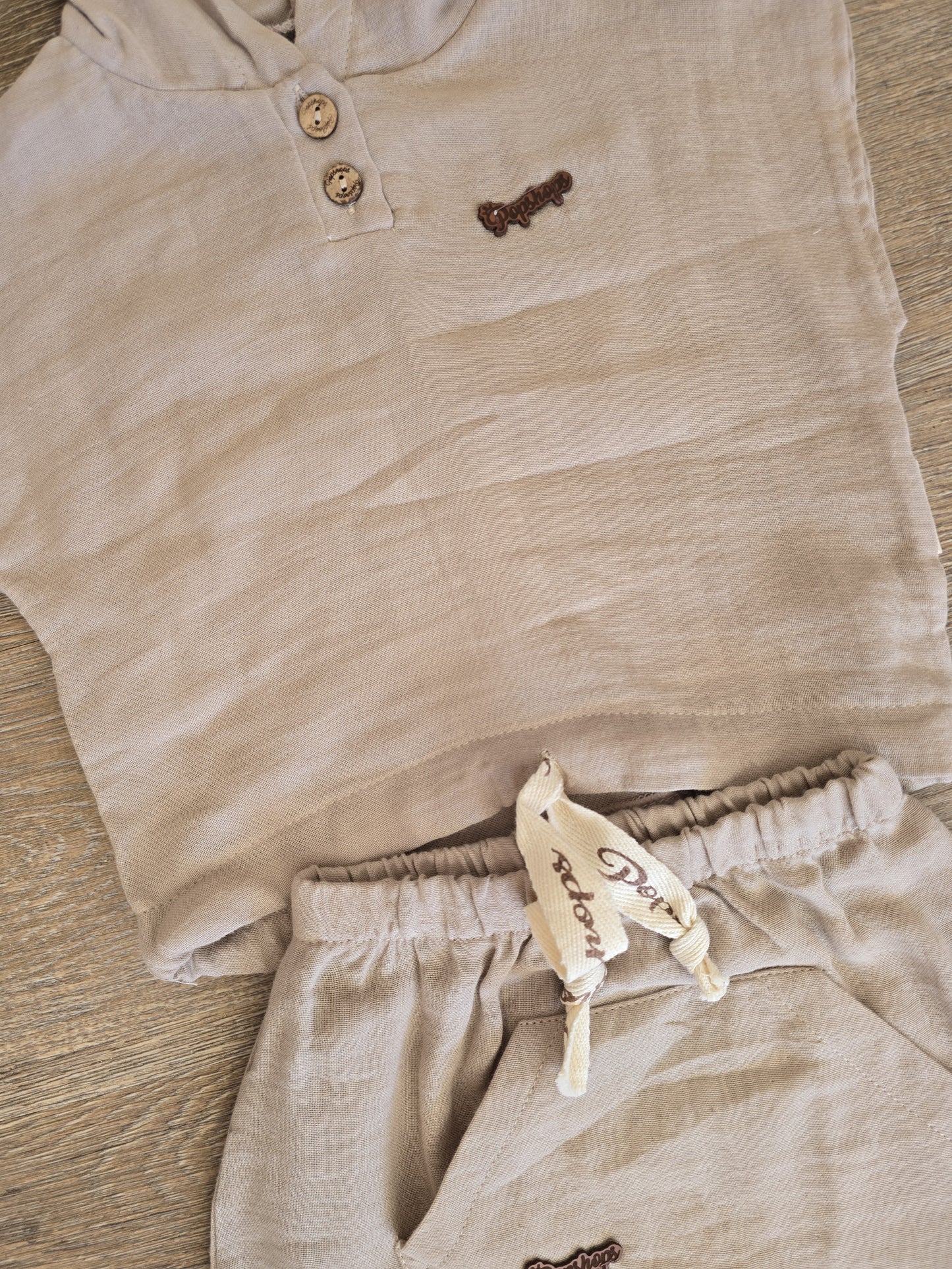 Ensemble bébé garçon gaze de coton beige taille de 3 à 12 mois ref 26 ALL FOR KIDS