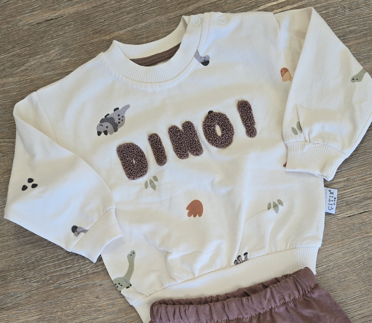 Ensemble jogging bébé garçon dinosaure 100 % coton – détail