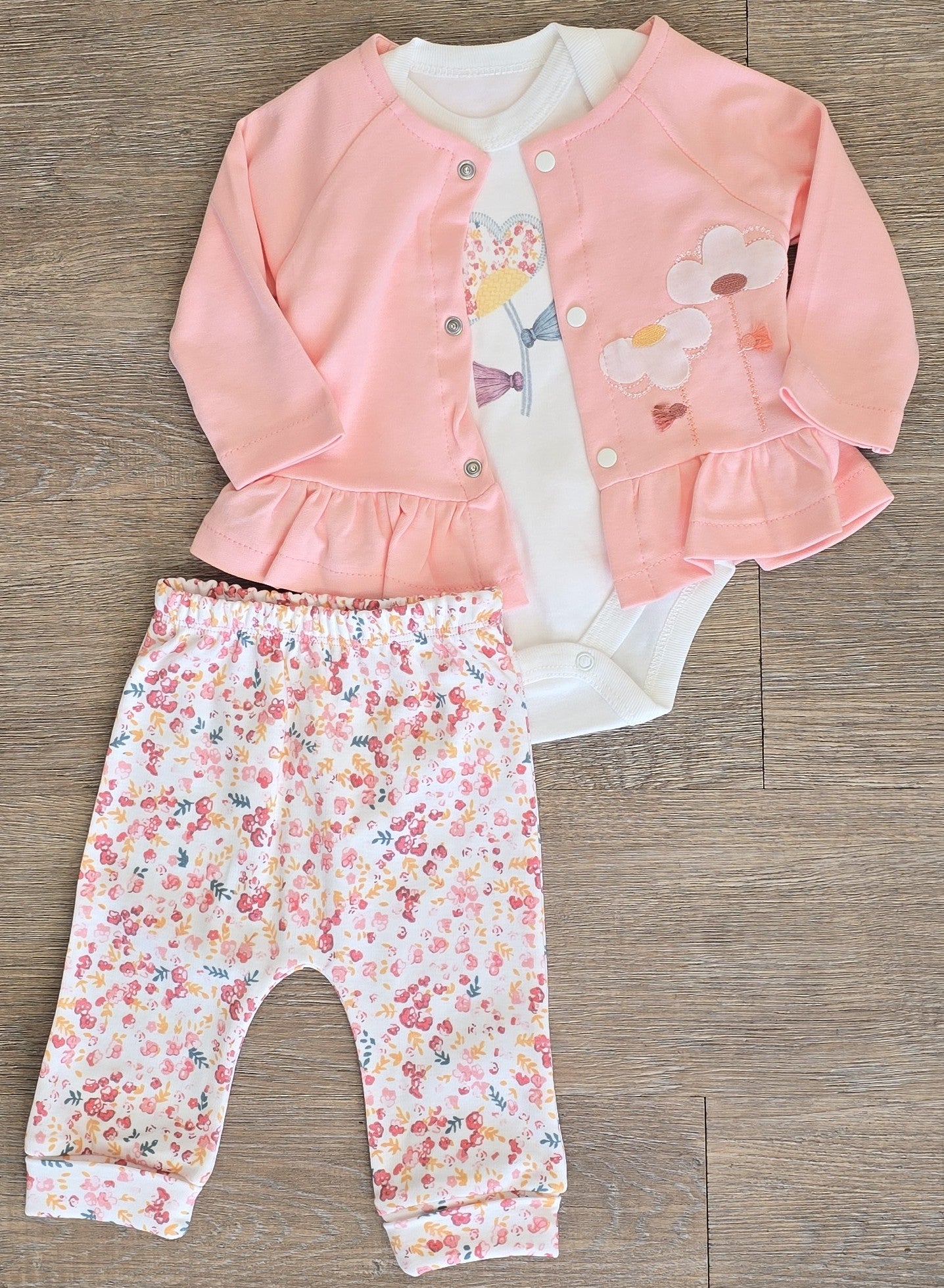 Ensemble bebe fille gillet body pantalon taille 3-9 mois ALL FOR KIDS