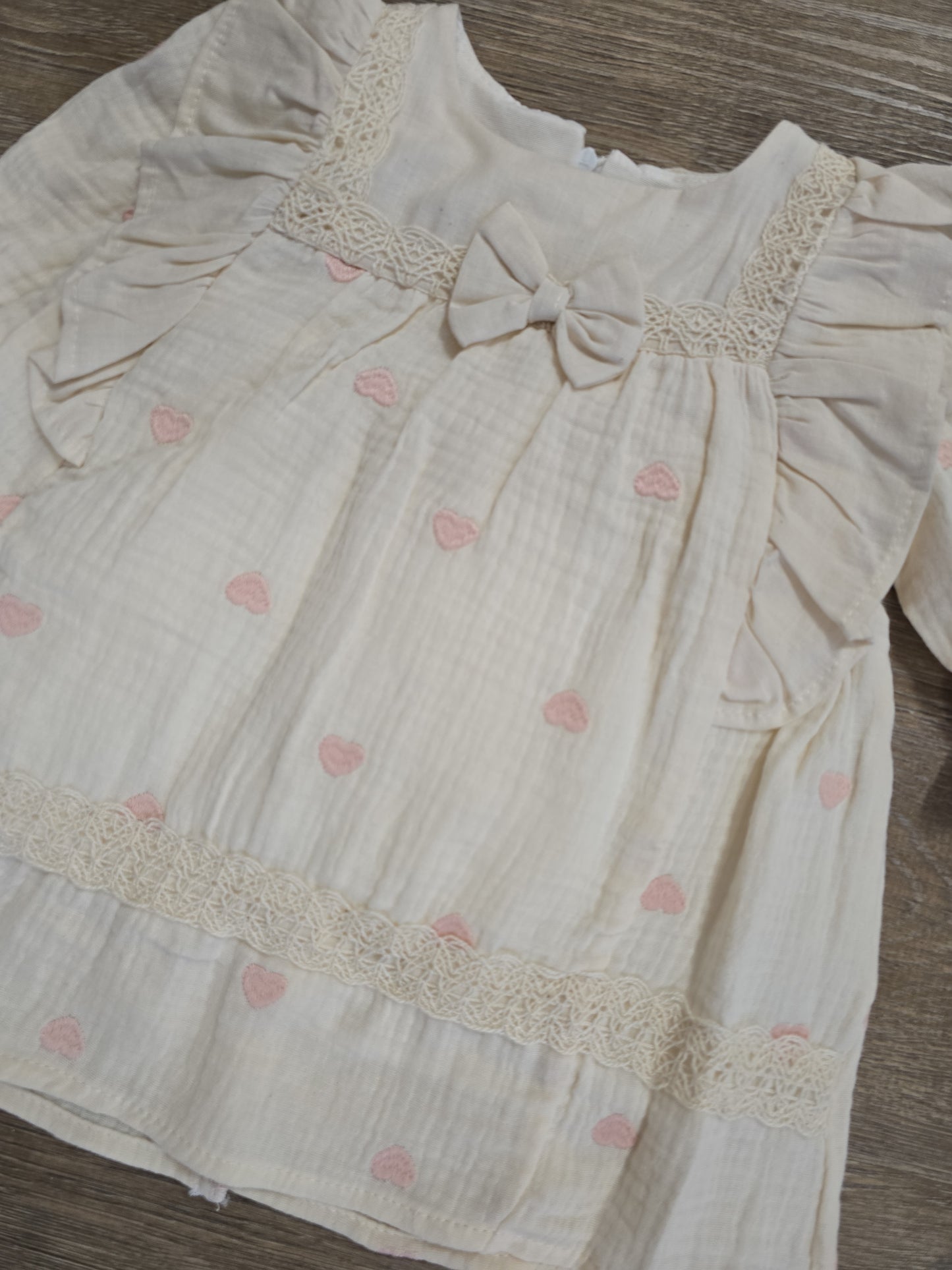 Robe bébé fille gaze de coton cœurs brodés taille de 9 mois 2 ans ref 4148 ALL FOR KIDS