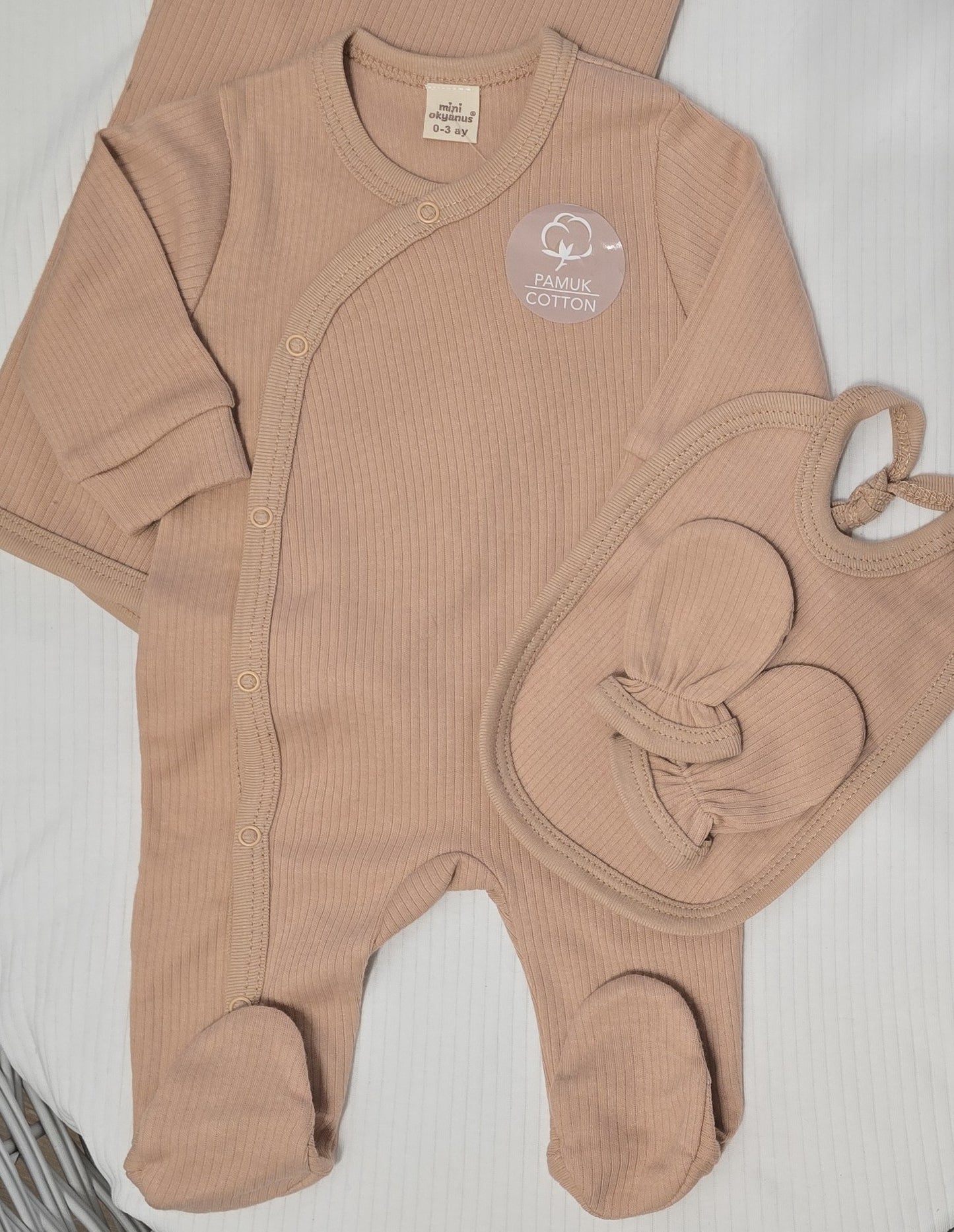 Kit naissance 5 pièces taille 0 mois 100% coton terracotta clair ref 4205 ALL FOR KIDS