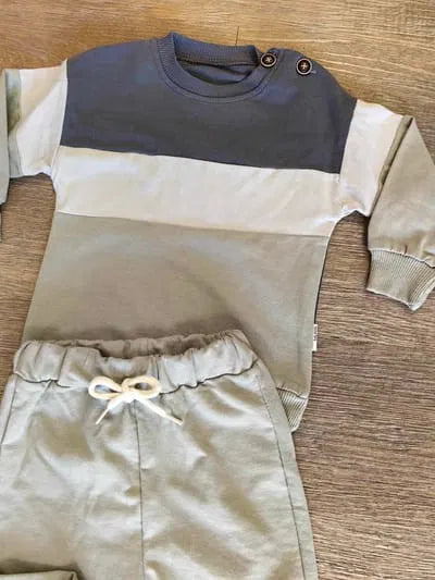 Sweat color block noir crème beige bébé garçon 100 % coton All for Kids