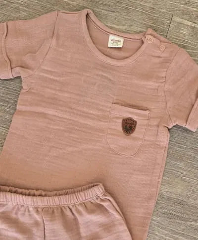 Tenue été bébé garçon en gaze de coton avec tee-shirt et short