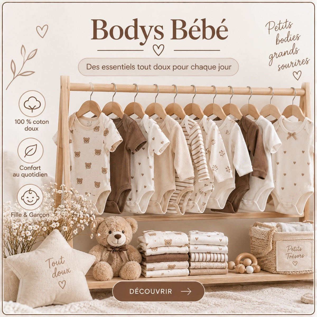 Bodies bébé 100 % coton de 0 à 24 mois All for Kids