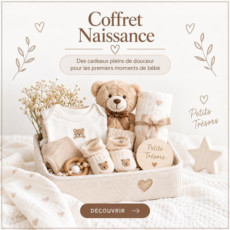 Coffret naissance bébé All for Kids avec essentiels naissance beige et blanc