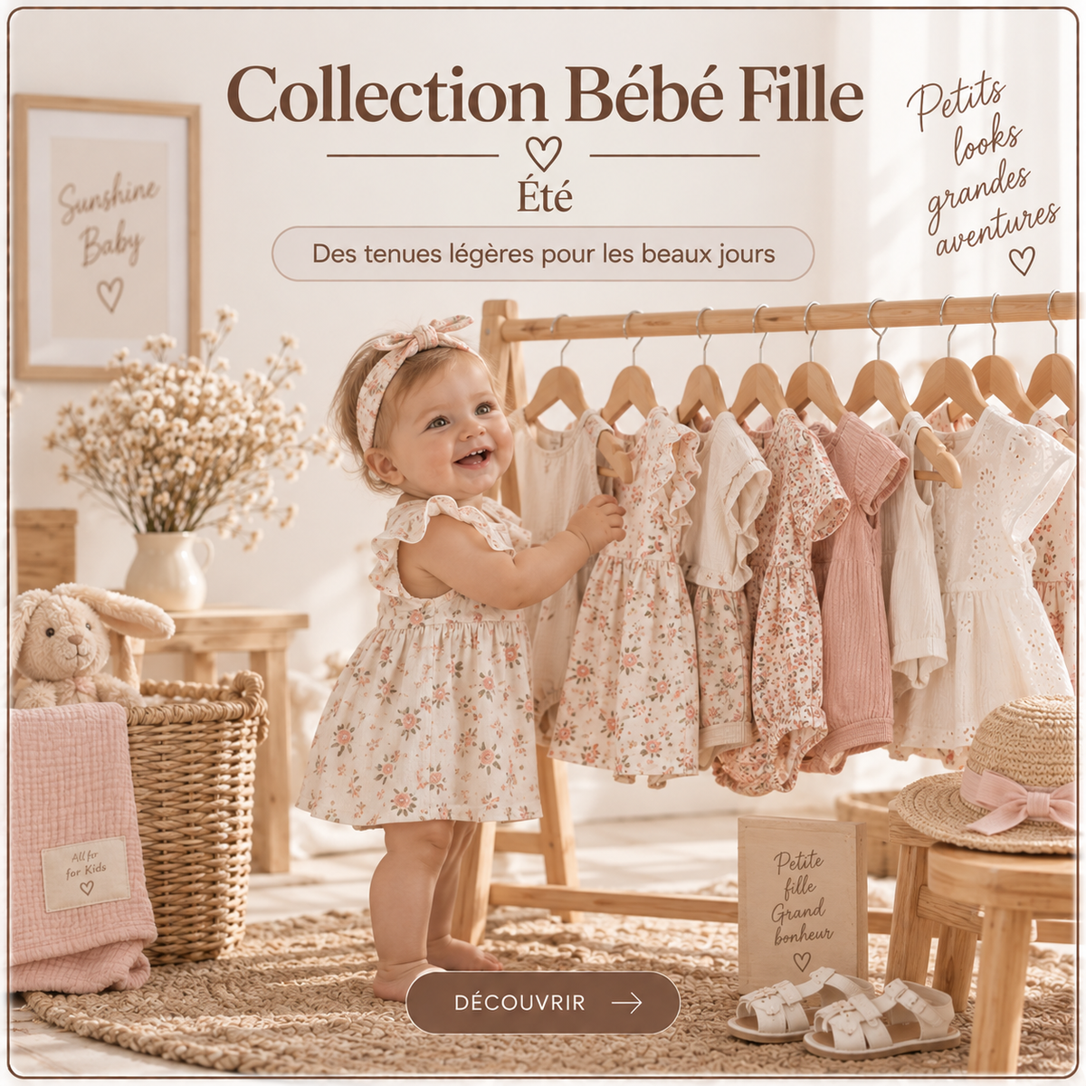 Vêtements été bébé fille All for Kids, tenues légères pour les beaux jours