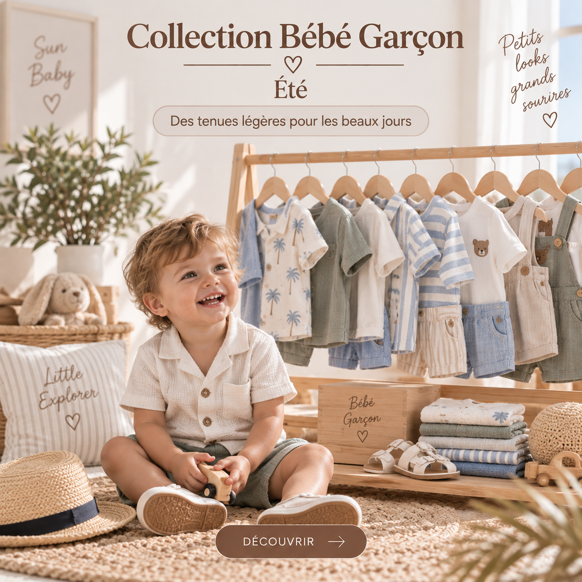Vêtements été bébé garçon 0 à 24 mois All for Kids, tenues légères