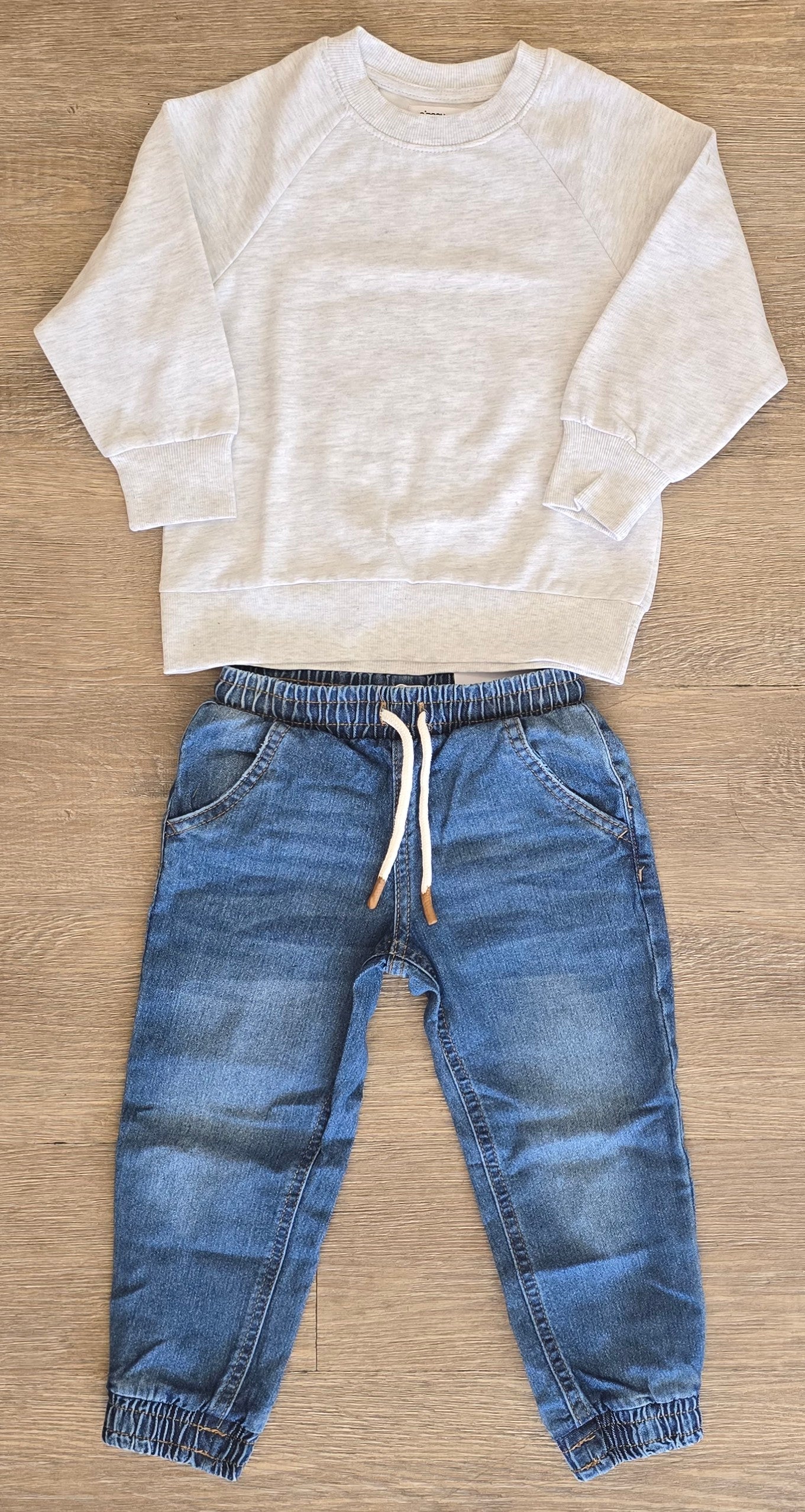 Ensemble garçon jean et sweat gris clair taille de  1 à 5 ans 100% coton ref 911 ALL FOR KIDS