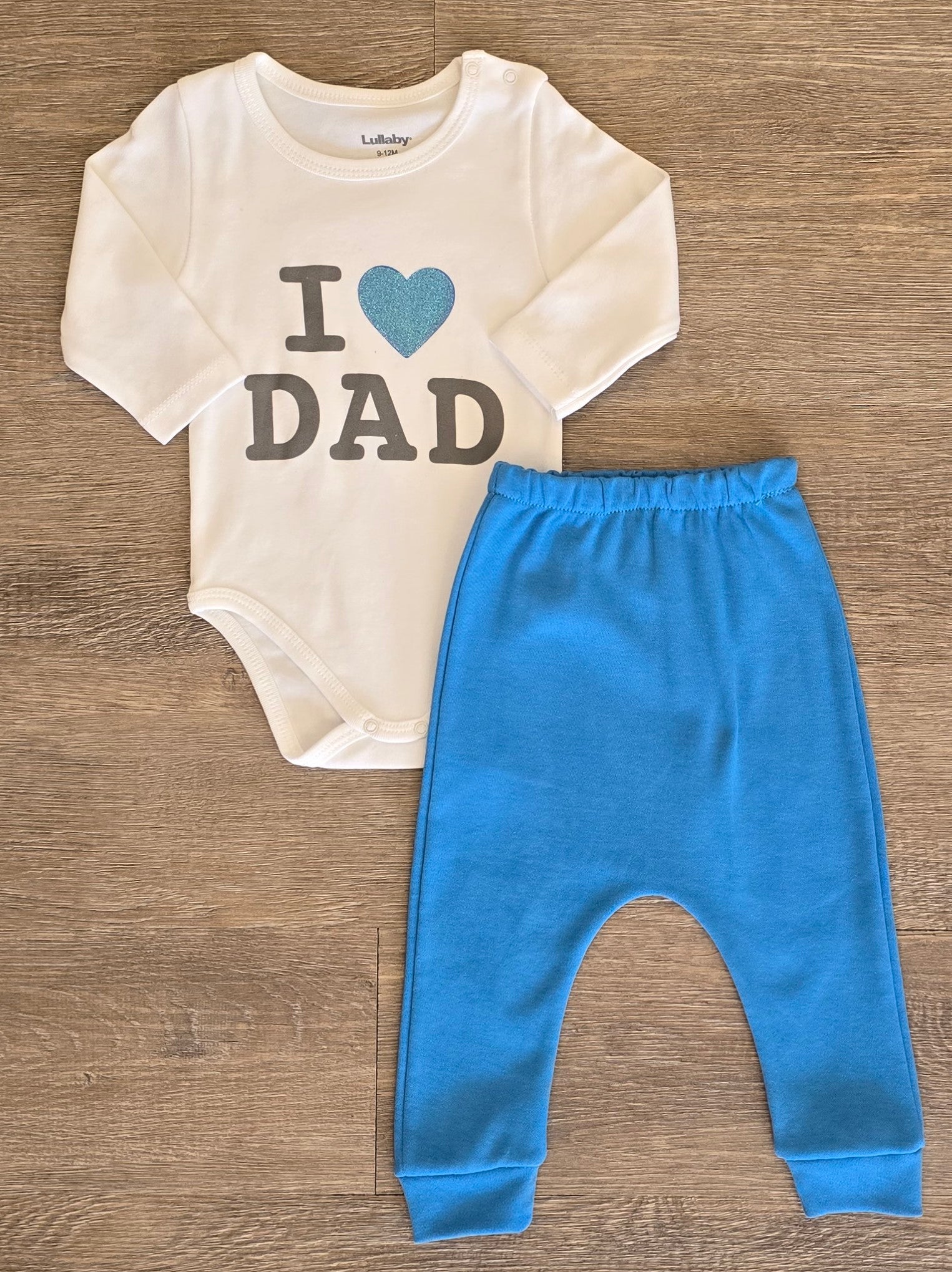 Ensemble bébé "I Love Dad" dernière taille 9 mois coton doux ref 1724 ALL FOR KIDS