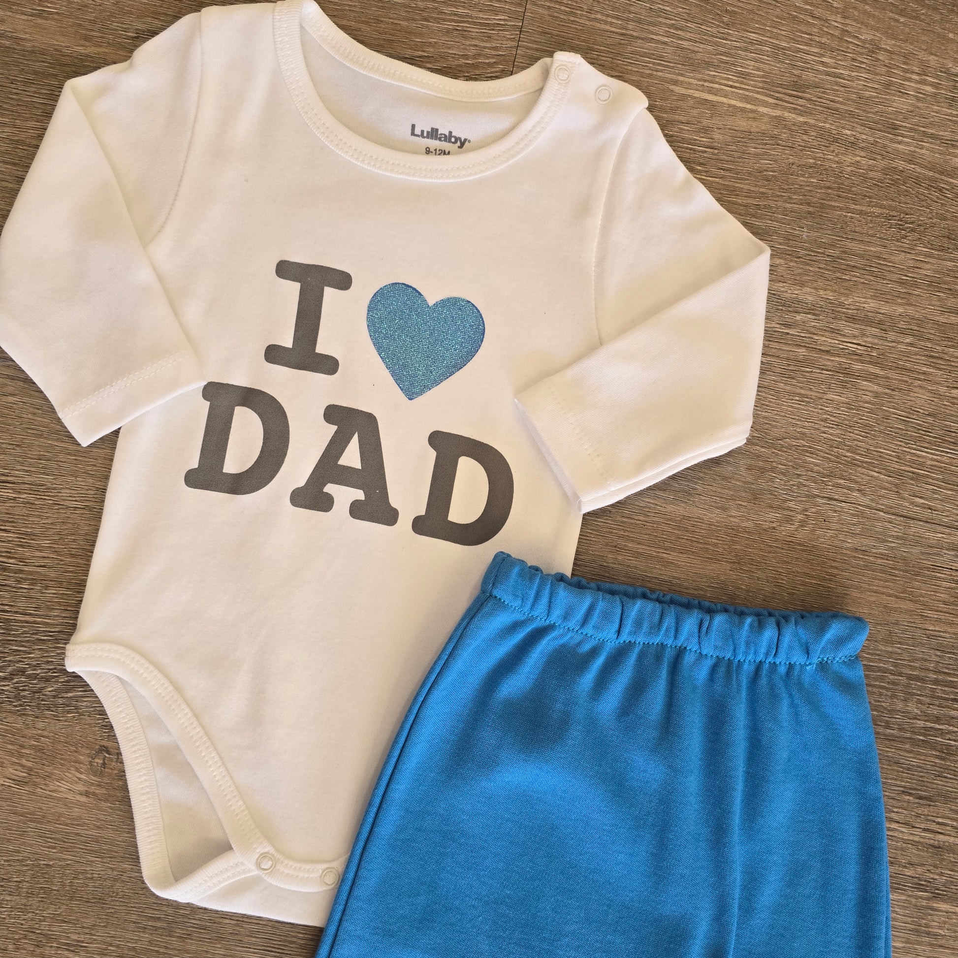 Ensemble bébé "I Love Dad" dernière taille 9 mois coton doux ref 1724 ALL FOR KIDS