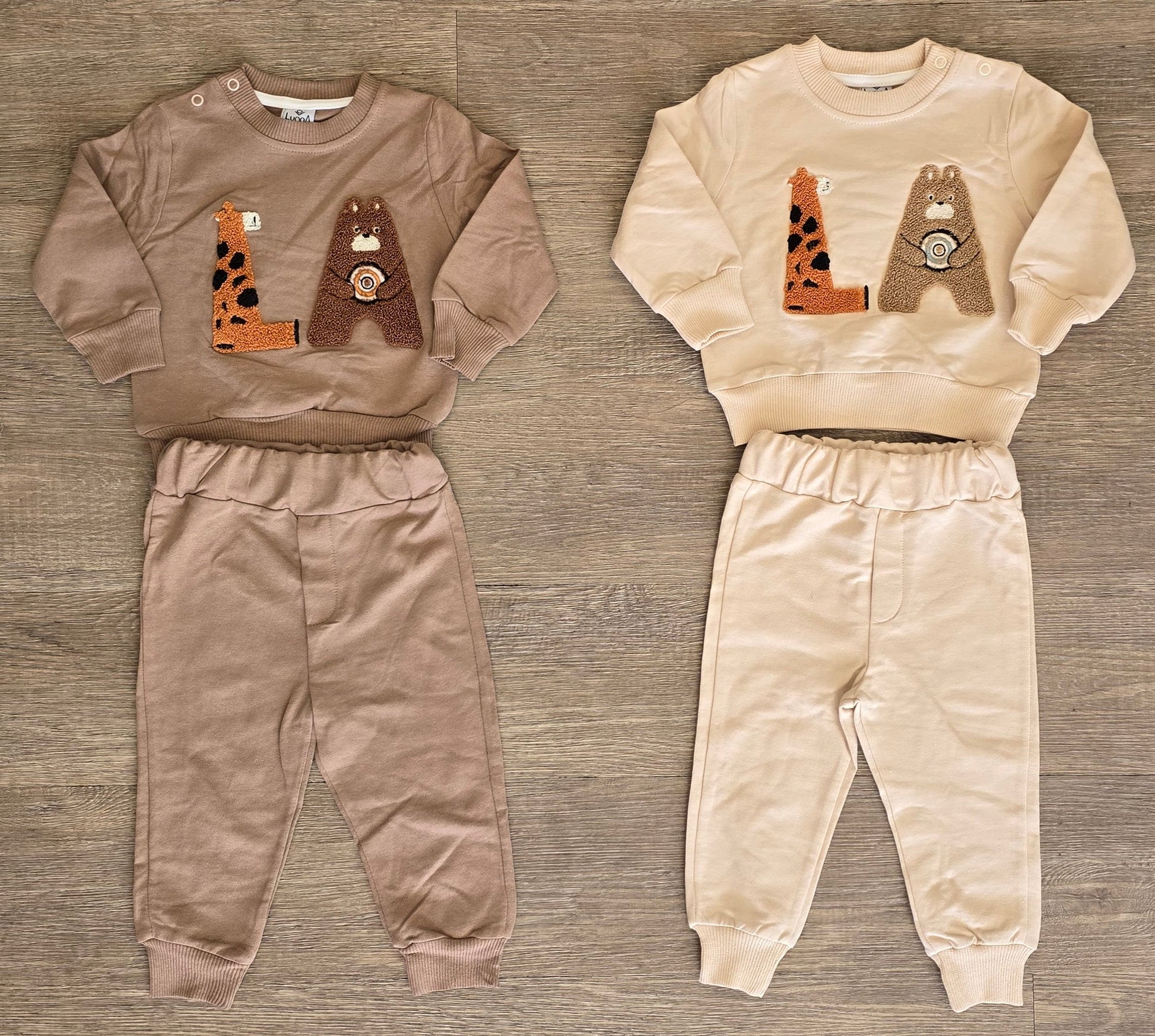Ensemble bébé garçon 2 pièces LA ours girafe taille de 6 à 18 mois 100 % coton ref 1007 ALL FOR KIDS
