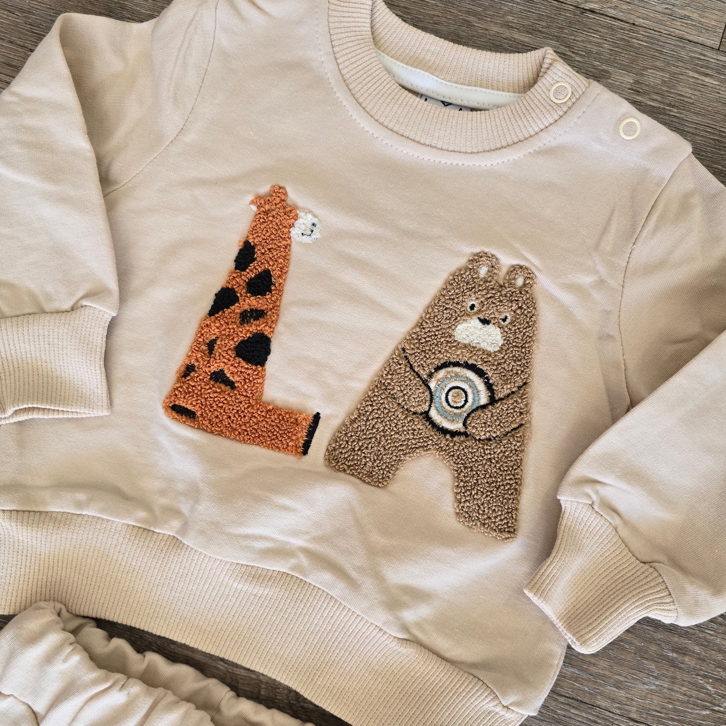 Ensemble bébé garçon 2 pièces LA ours girafe taille de 6 à 18 mois 100 % coton ref 1007 ALL FOR KIDS
