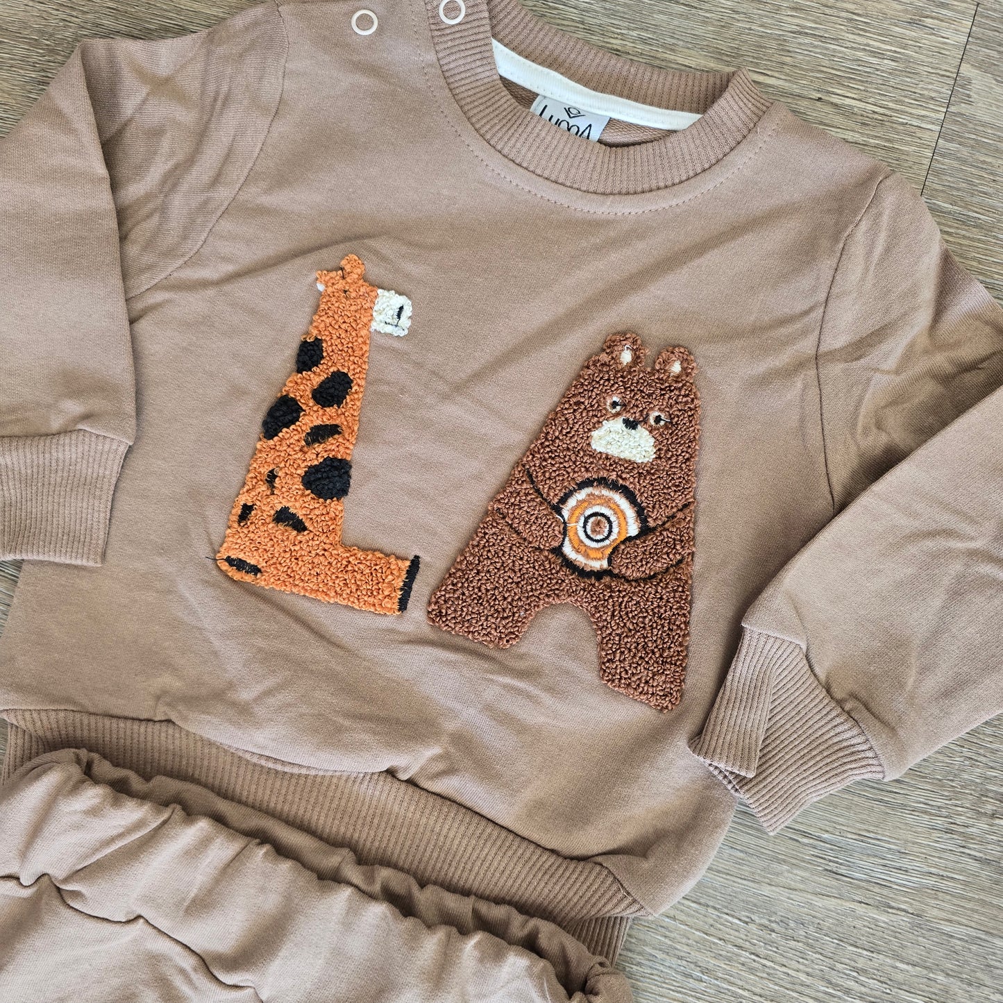 Ensemble bébé garçon 2 pièces LA ours girafe taille de 6 à 18 mois 100 % coton ref 1007 ALL FOR KIDS