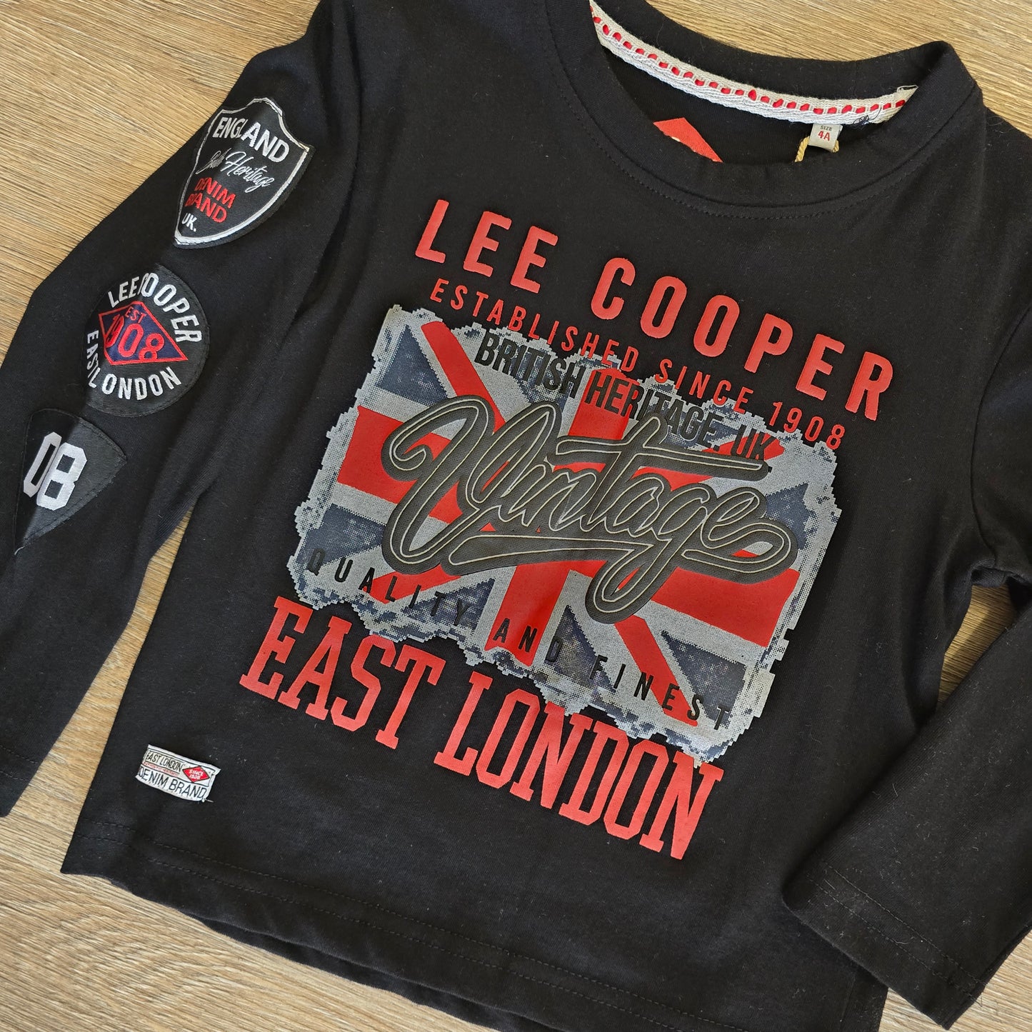 Tee-shirt noir garçon Lee Cooper 100%  dernière taille 4, 6, 14 ans coton ref 3938 ALL FOR KIDS
