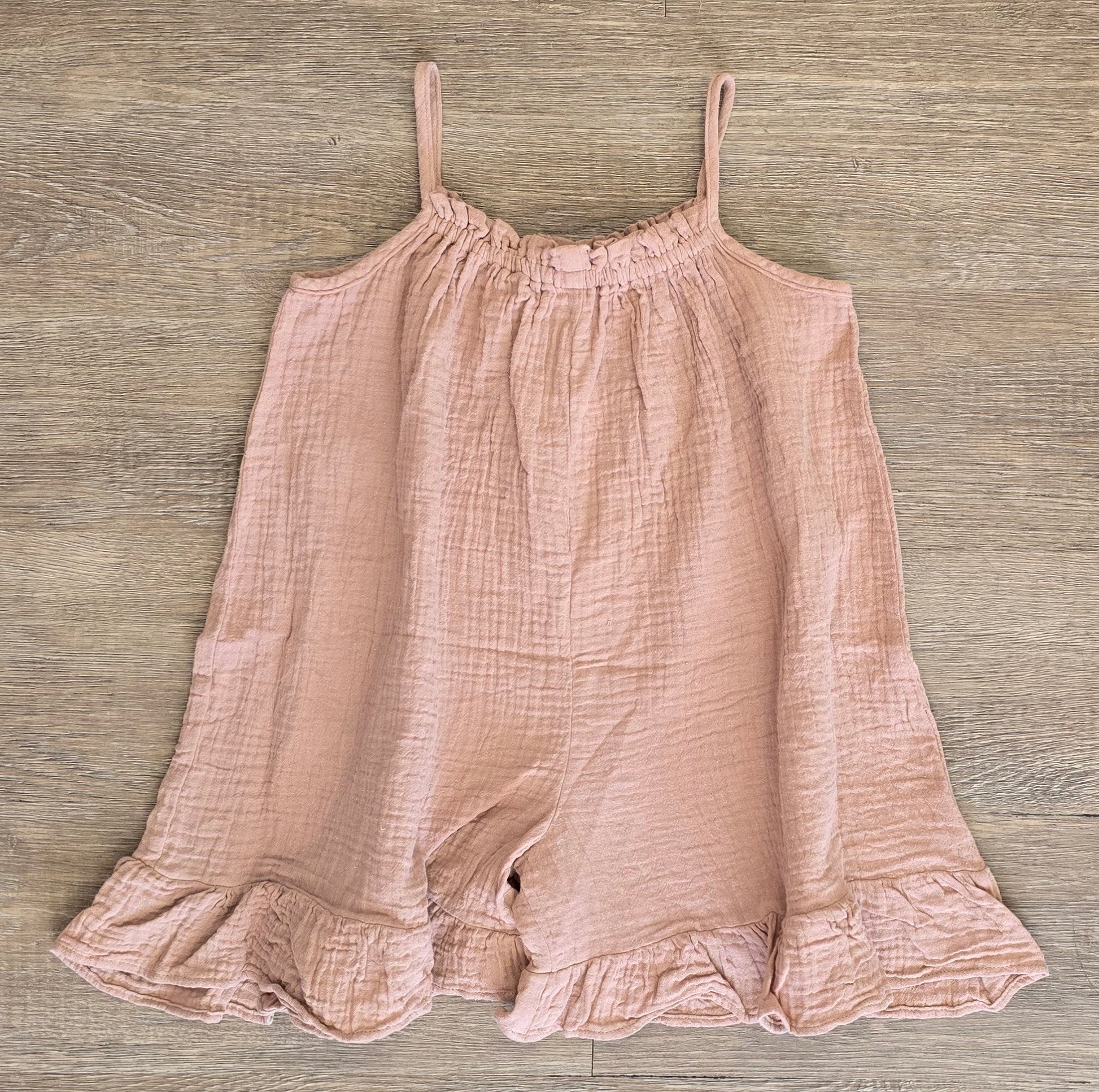 Combi-short fille marron gaze coton taille de 3 à 6 ans ref 993 ALL FOR KIDS