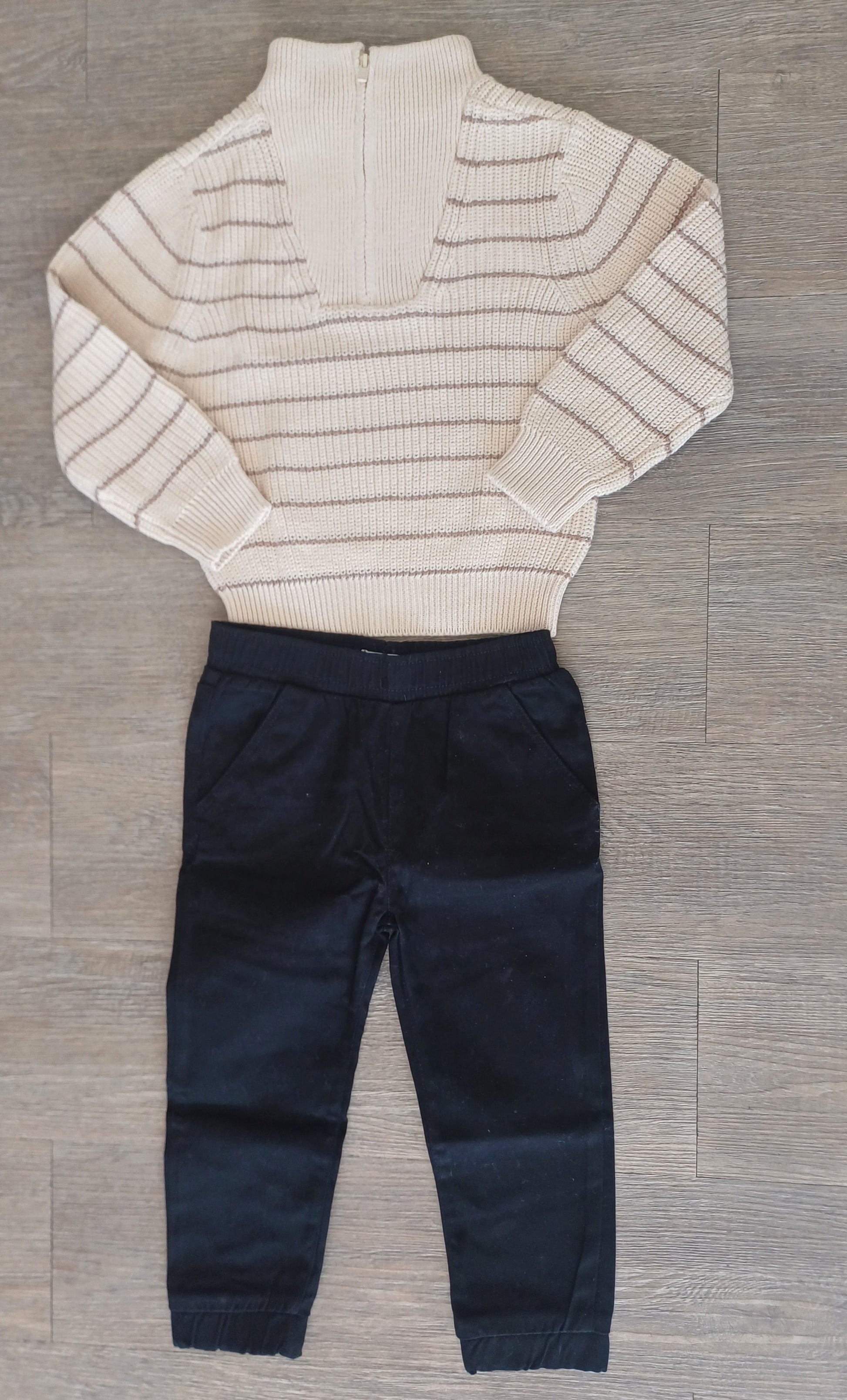 Ensemble garçon chic pull rayé zippé + pantalon taille de 2 à 3 ans ref 654 ALL FOR KIDS