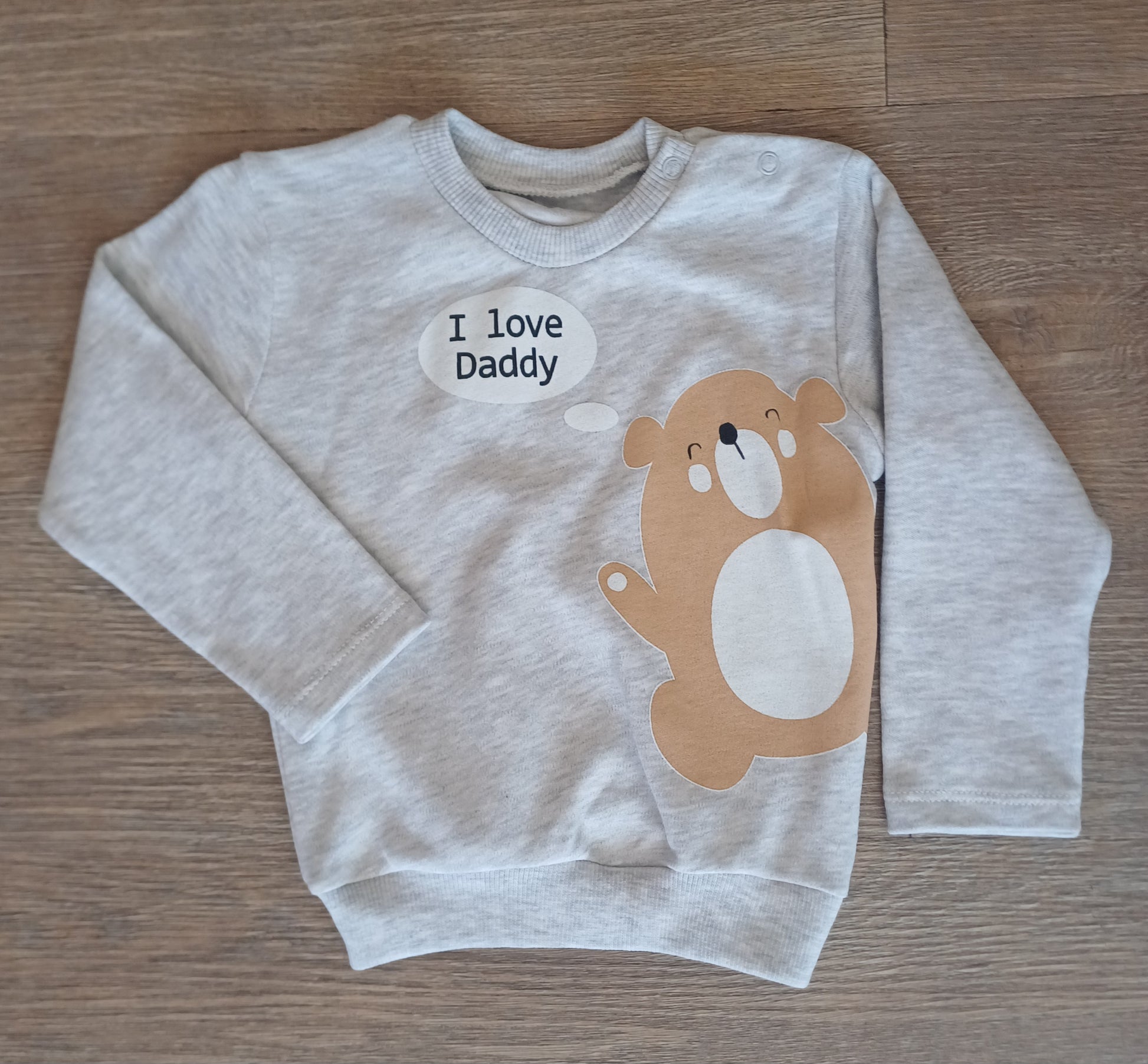 Sweat bébé gris I love Daddy  100 % coton  0 à 12 mois ref 3926 ALL FOR KIDS