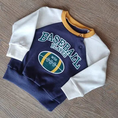 Pull bébé Baseball Player bleu 100% coton dernière taille 9 mois ref 3939 ALL FOR KIDS