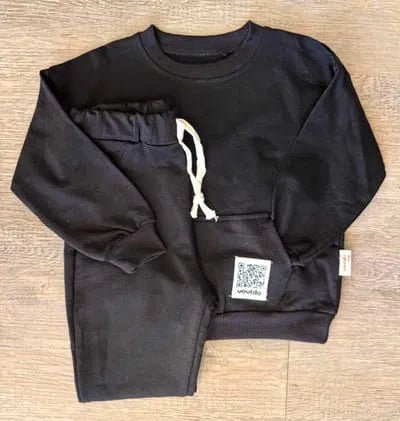 Ensemble de survêtement noir enfant 100 % coton dernière taille 5 ans ref 9950 ALL FOR KIDS