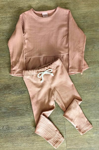 Ensemble fille en coton tunique + legging côtelé rose taille de 2 à 5 ans ref 9726 ALL FOR KIDS