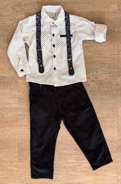 Ensemble cérémonie garçon chemise, pantalon, bretelles dernière taille 1 ans ref 7108 ALL FOR KIDS