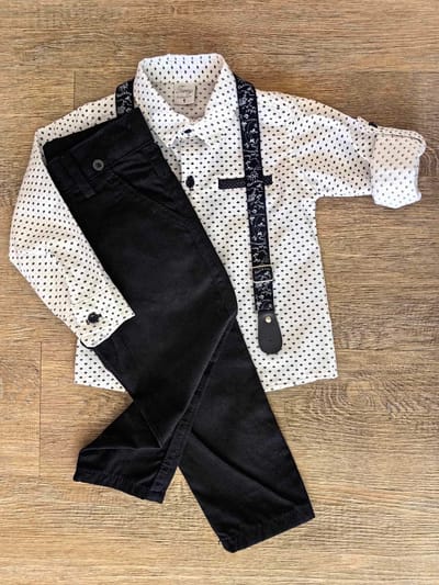 Ensemble cérémonie garçon chemise, pantalon, bretelles dernière taille 1 ans ref 7108 ALL FOR KIDS